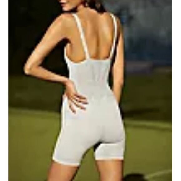 Free People Good Karma Runsie in ice grey shorts, strappy top BNWOT - Picture 2 of 8